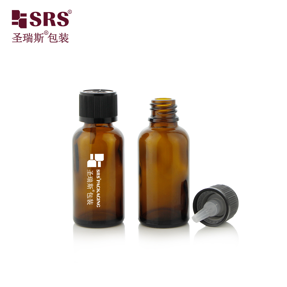 Child Screw Plastic Cap Tamper Evident Cap Amber Euro Essential Oil Glass Bottles