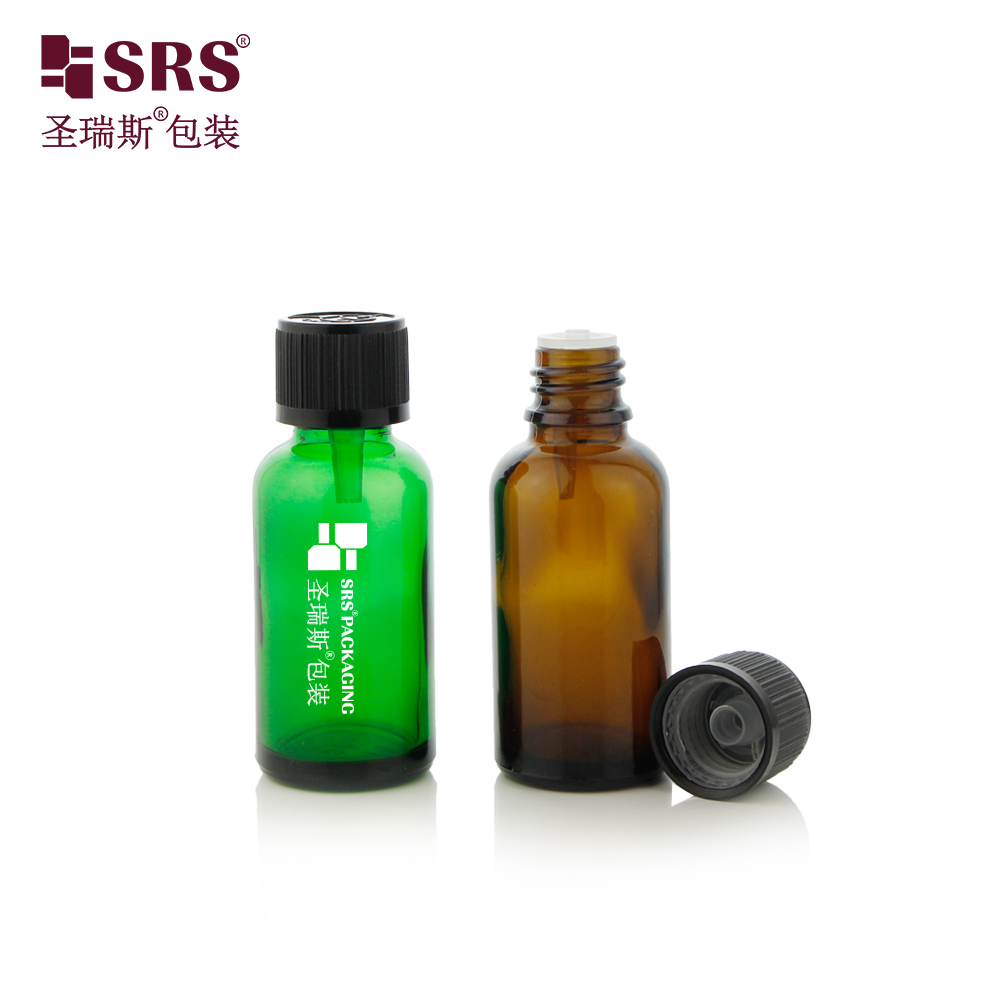 Child Screw Plastic Cap Tamper Evident Cap Amber Euro Essential Oil Glass Bottles