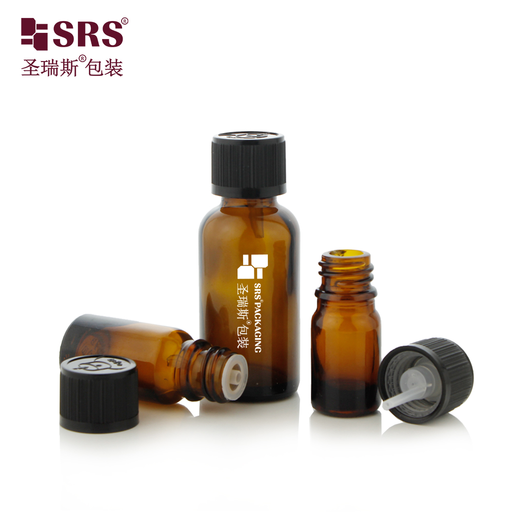 Child Screw Plastic Cap Tamper Evident Cap Amber Euro Essential Oil Glass Bottles