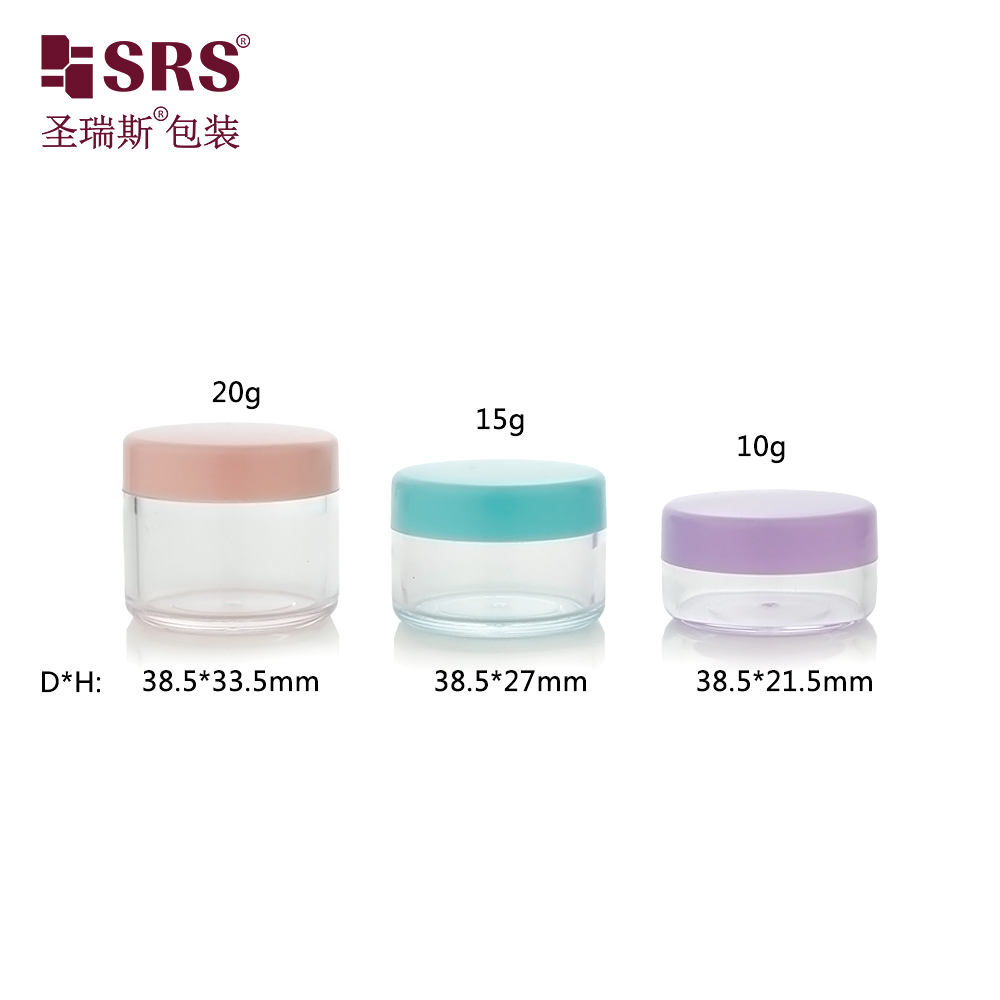 10g 15g 20g Small Capacity Traveling Packaging PS Plastic Glossy Round Shape Cosmetics Jar