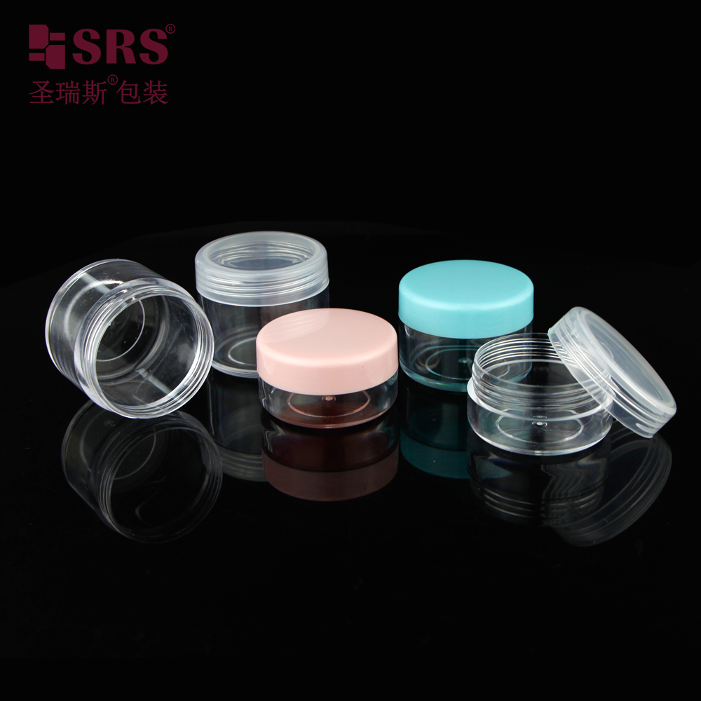 10g 15g 20g Small Capacity Traveling Packaging PS Plastic Glossy Round Shape Cosmetics Jar