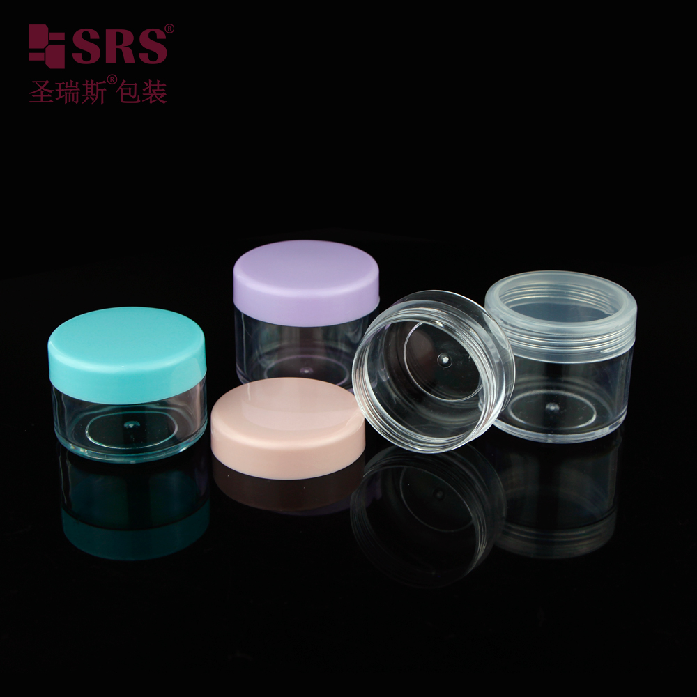 10g 15g 20g Small Capacity Traveling Packaging PS Plastic Glossy Round Shape Cosmetics Jar