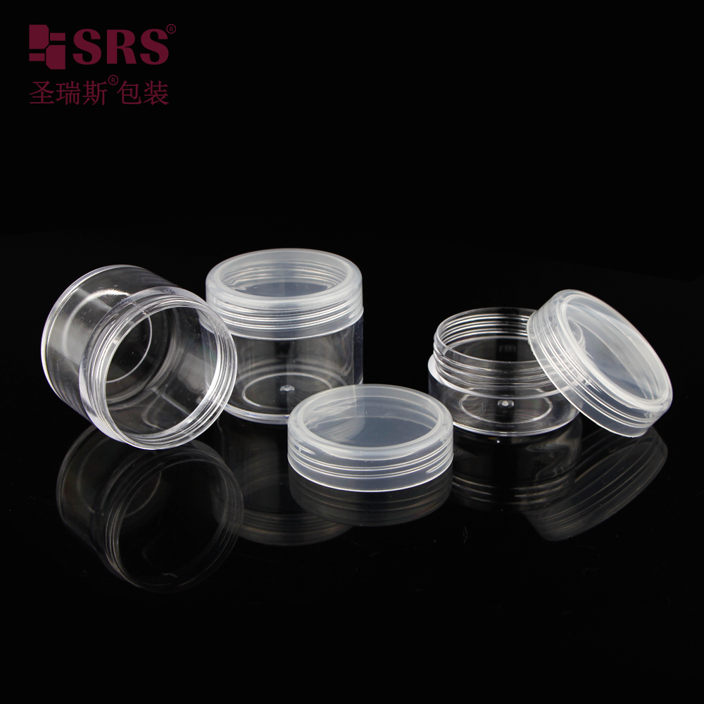 10g 15g 20g Small Capacity Traveling Packaging PS Plastic Glossy Round Shape Cosmetics Jar