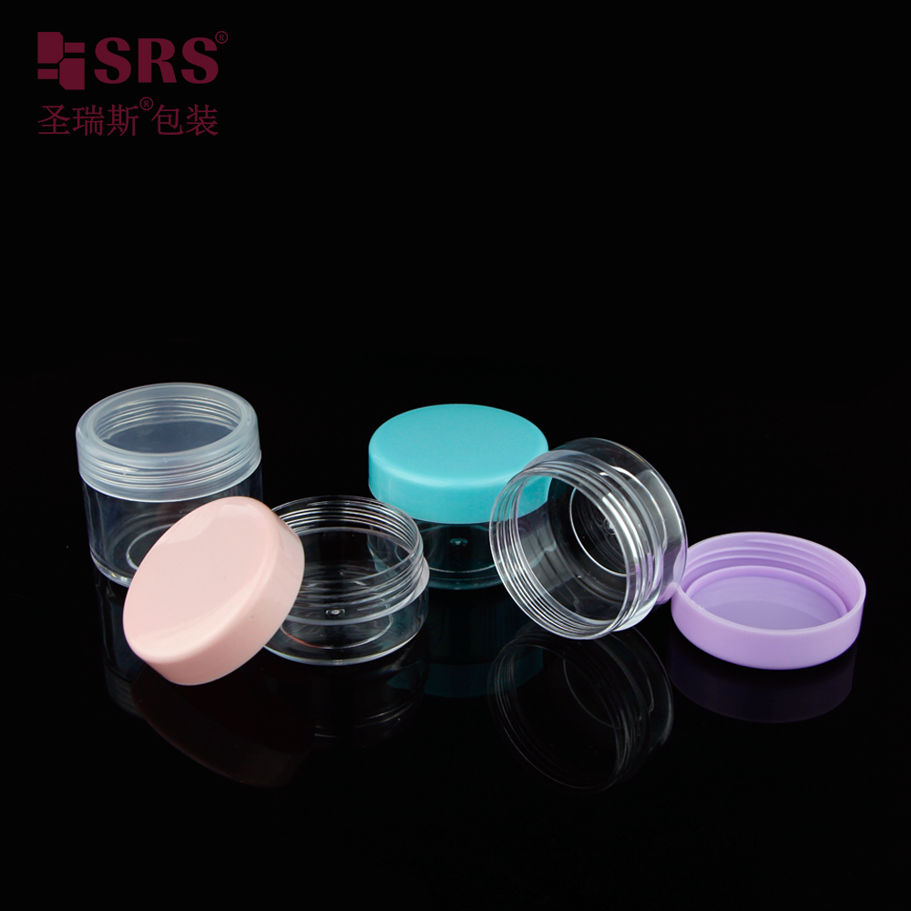 10g 15g 20g Small Capacity Traveling Packaging PS Plastic Glossy Round Shape Cosmetics Jar