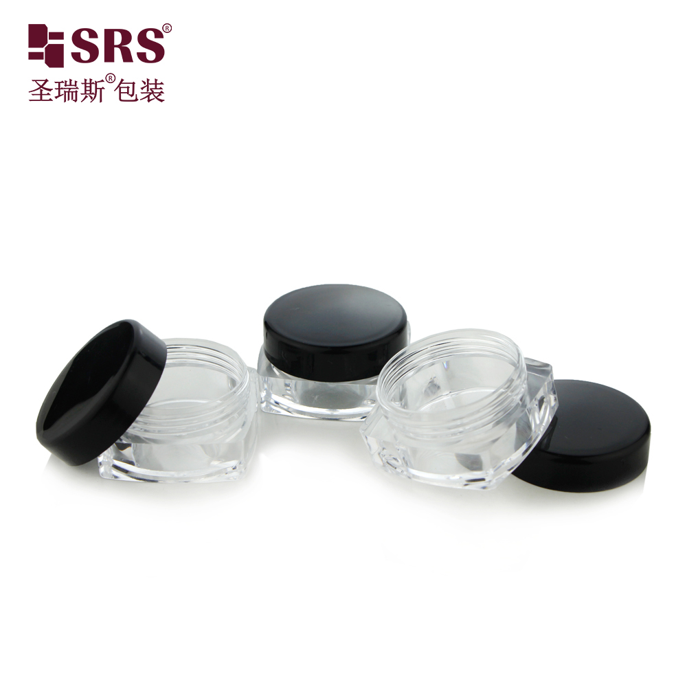 Mini Style 10g PS Transparent Square Shape Jar With PP Custom Color Round Cap