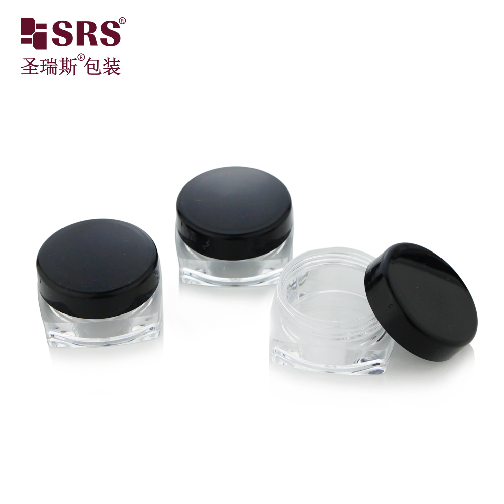 Mini Style 10g PS Transparent Square Shape Jar With PP Custom Color Round Cap