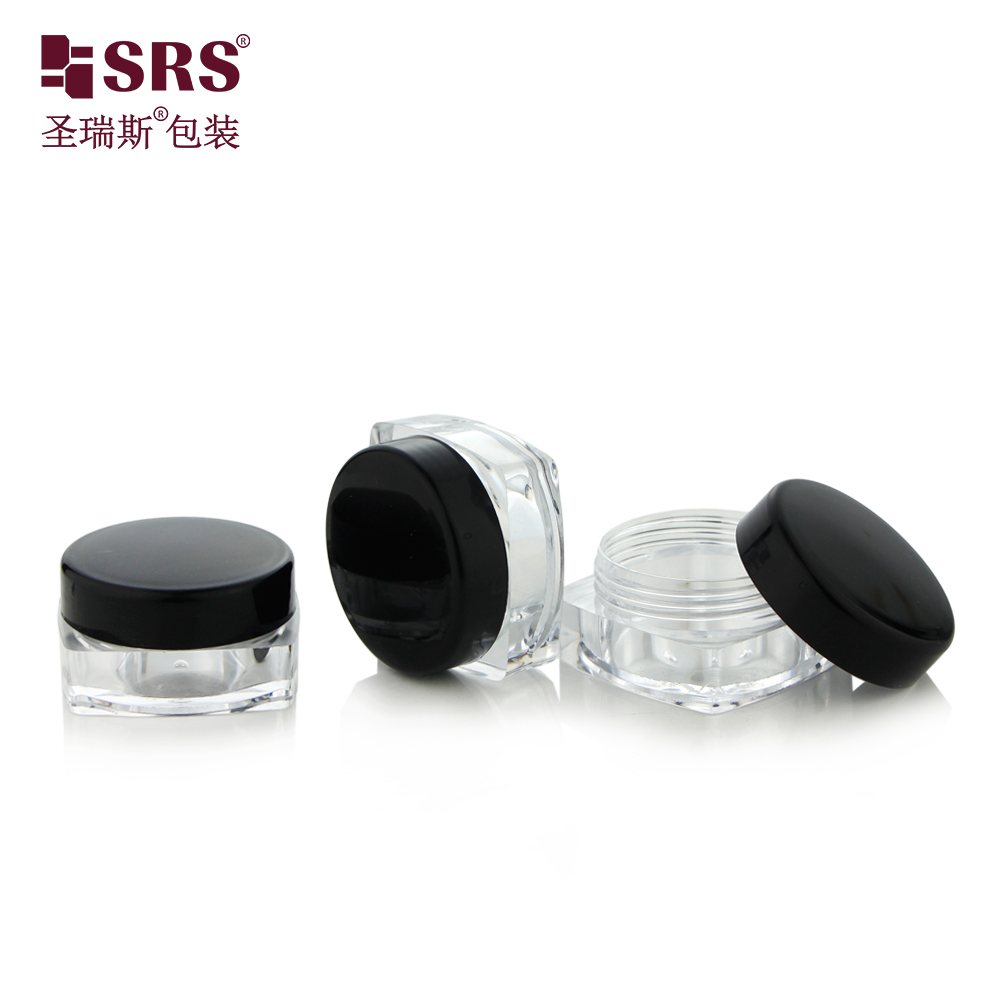 Mini Style 10g PS Transparent Square Shape Jar With PP Custom Color Round Cap