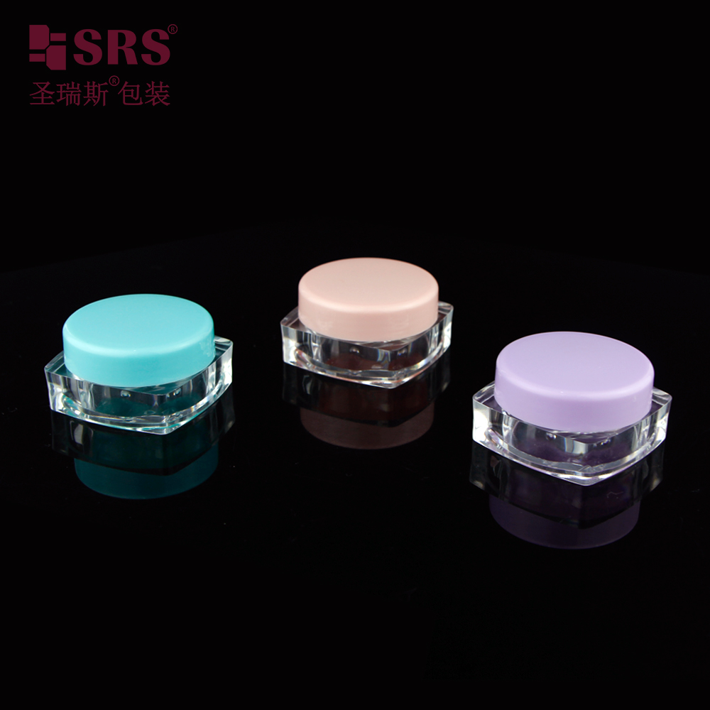 Mini Style 10g PS Transparent Square Shape Jar With PP Custom Color Round Cap