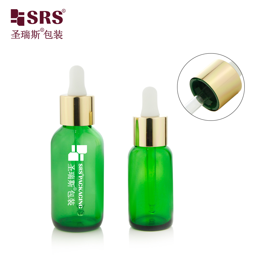 New product 15ml 30ml 60ml long aluminium skirt cap essential oil bottle with dropper and sfaty ring