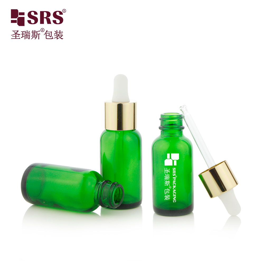 New product 15ml 30ml 60ml long aluminium skirt cap essential oil bottle with dropper and sfaty ring