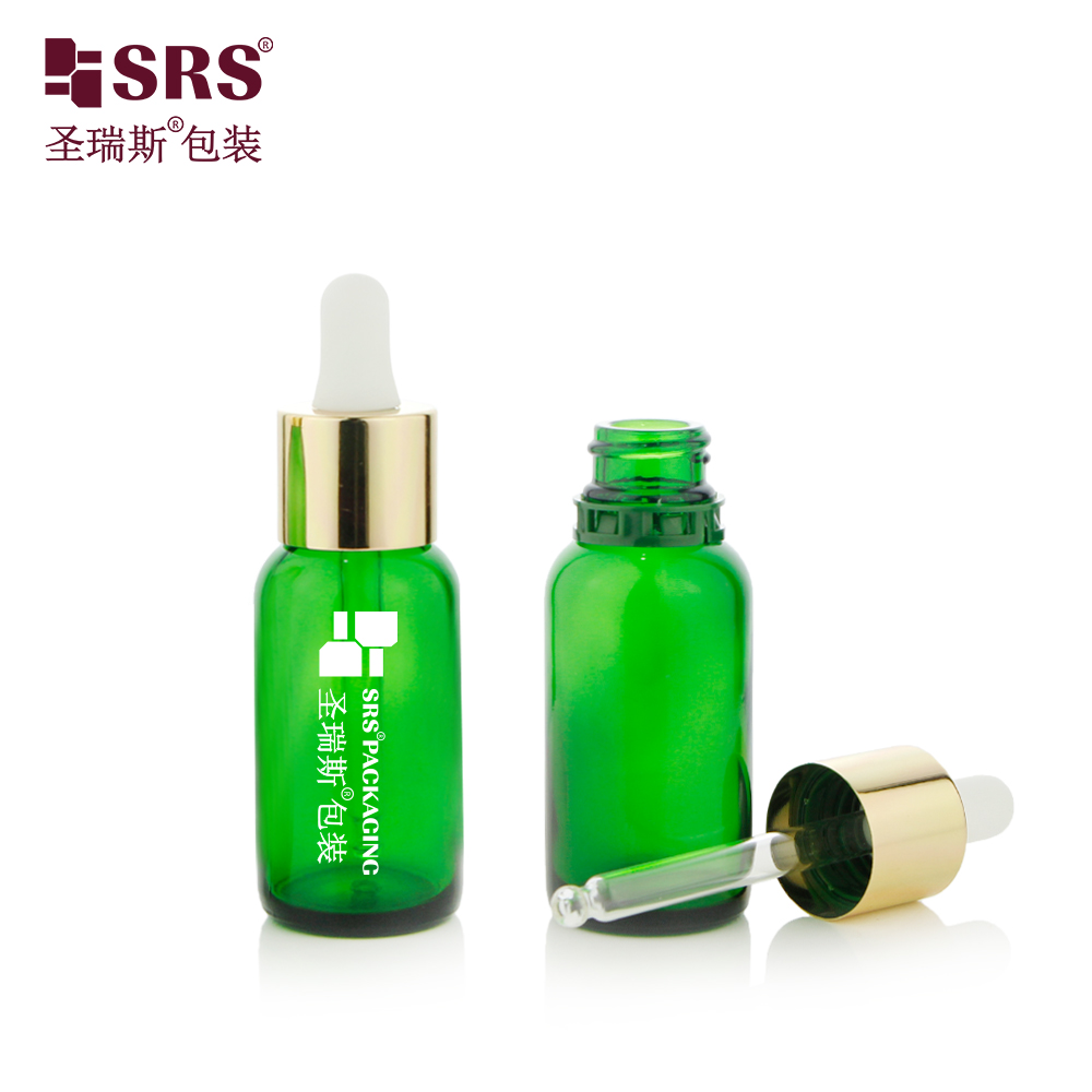 New product 15ml 30ml 60ml long aluminium skirt cap essential oil bottle with dropper and sfaty ring