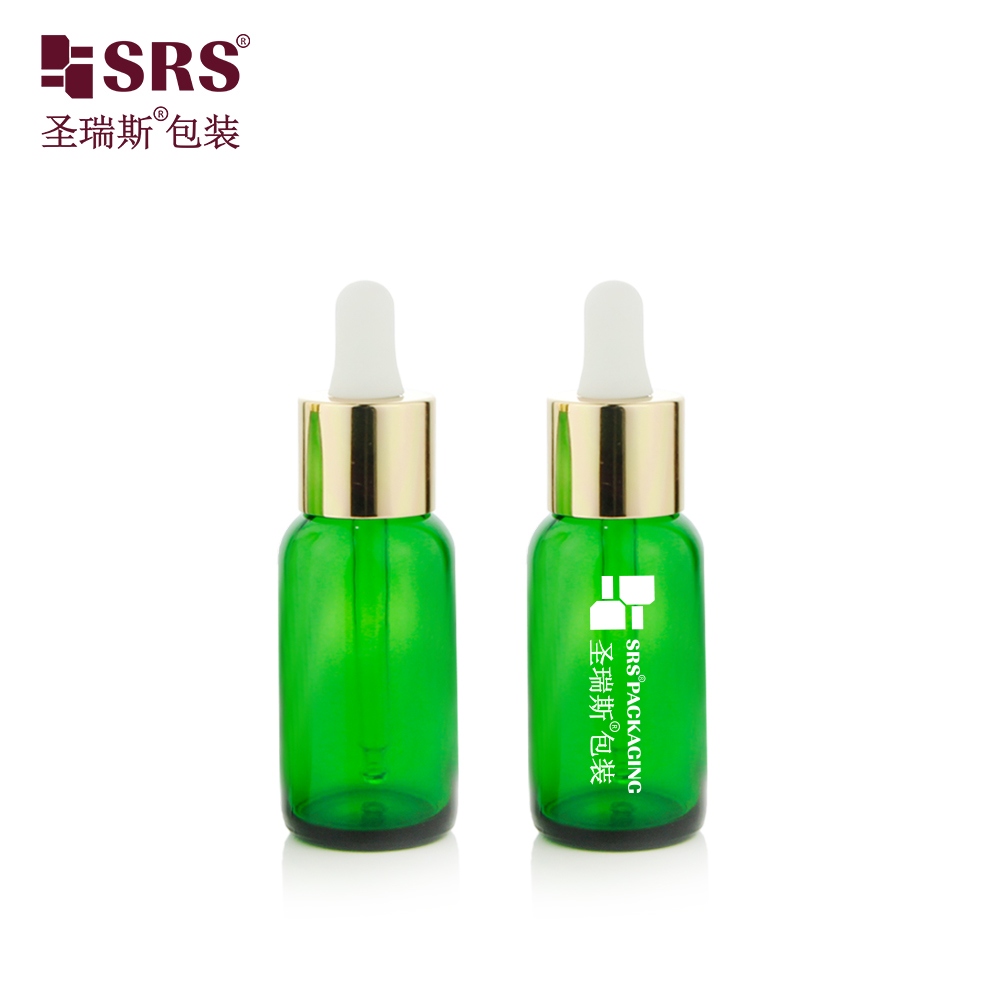 New product 15ml 30ml 60ml long aluminium skirt cap essential oil bottle with dropper and sfaty ring