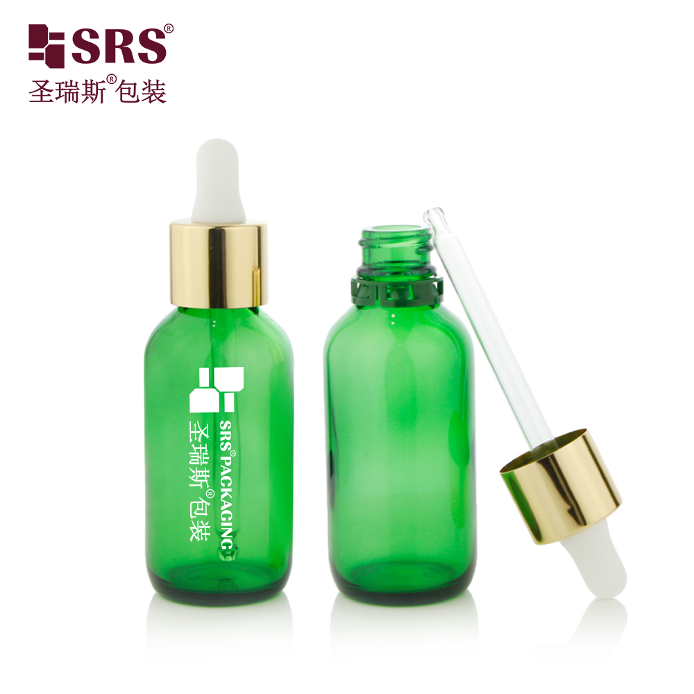 New product 15ml 30ml 60ml long aluminium skirt cap essential oil bottle with dropper and sfaty ring