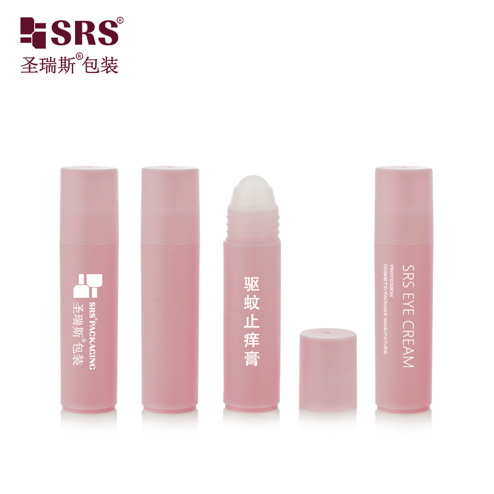 SRS 20ml Frosted Dome Cap Flat Bottom Plastic Roller Ball Bottle For Cosmetics Skincare