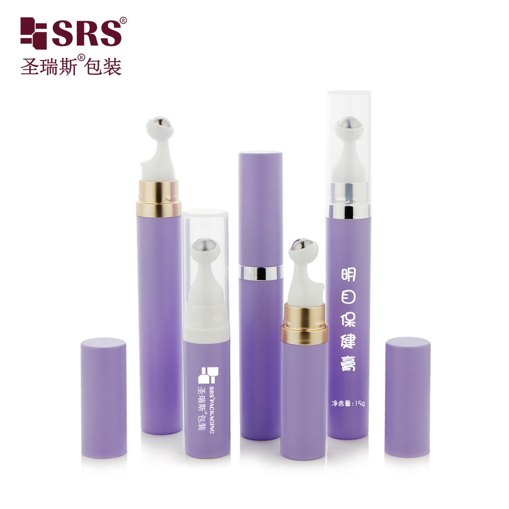 SRS 7.5ml 10ml 15ml Plastic Airless Bottle Vacuum PP Eye Cream with Roll Ball Lotion Cosmetic Travel Packaging
