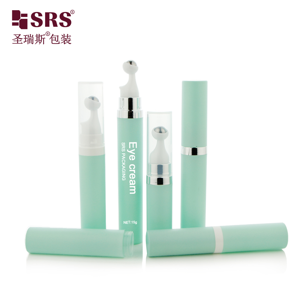 SRS 7.5ml 10ml 15ml Plastic Airless Bottle Vacuum PP Eye Cream with Roll Ball Lotion Cosmetic Travel Packaging