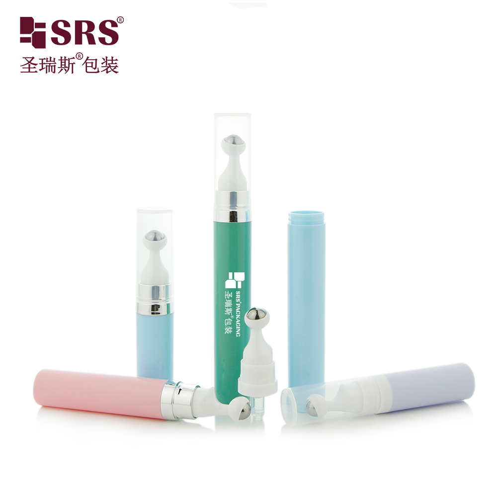 SRS 7.5ml 10ml 15ml Plastic Airless Bottle Vacuum PP Eye Cream with Roll Ball Lotion Cosmetic Travel Packaging