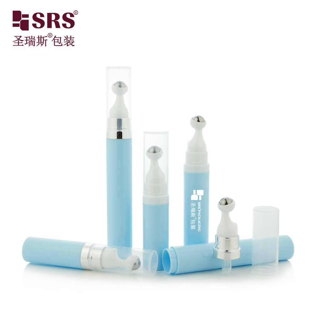 SRS 7.5ml 10ml 15ml Plastic Airless Bottle Vacuum PP Eye Cream with Roll Ball Lotion Cosmetic Travel Packaging