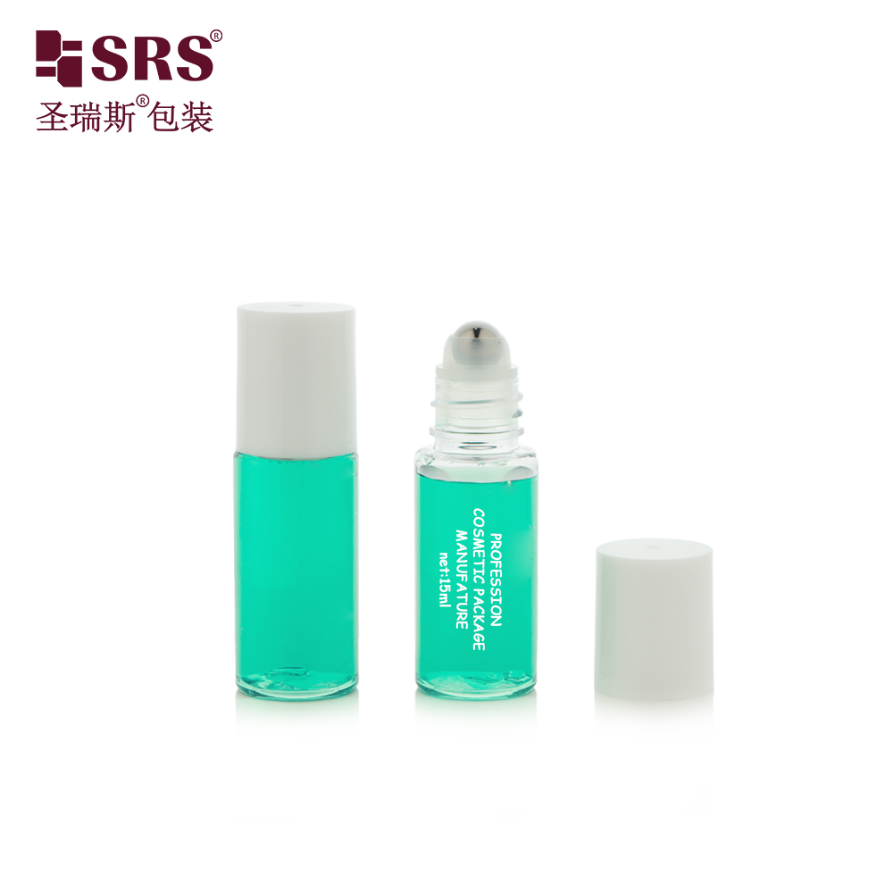 New 15ml PET Empty Cosmetic Deodorant Roll on Oil Perfume Bottles With Steel Roller Ball