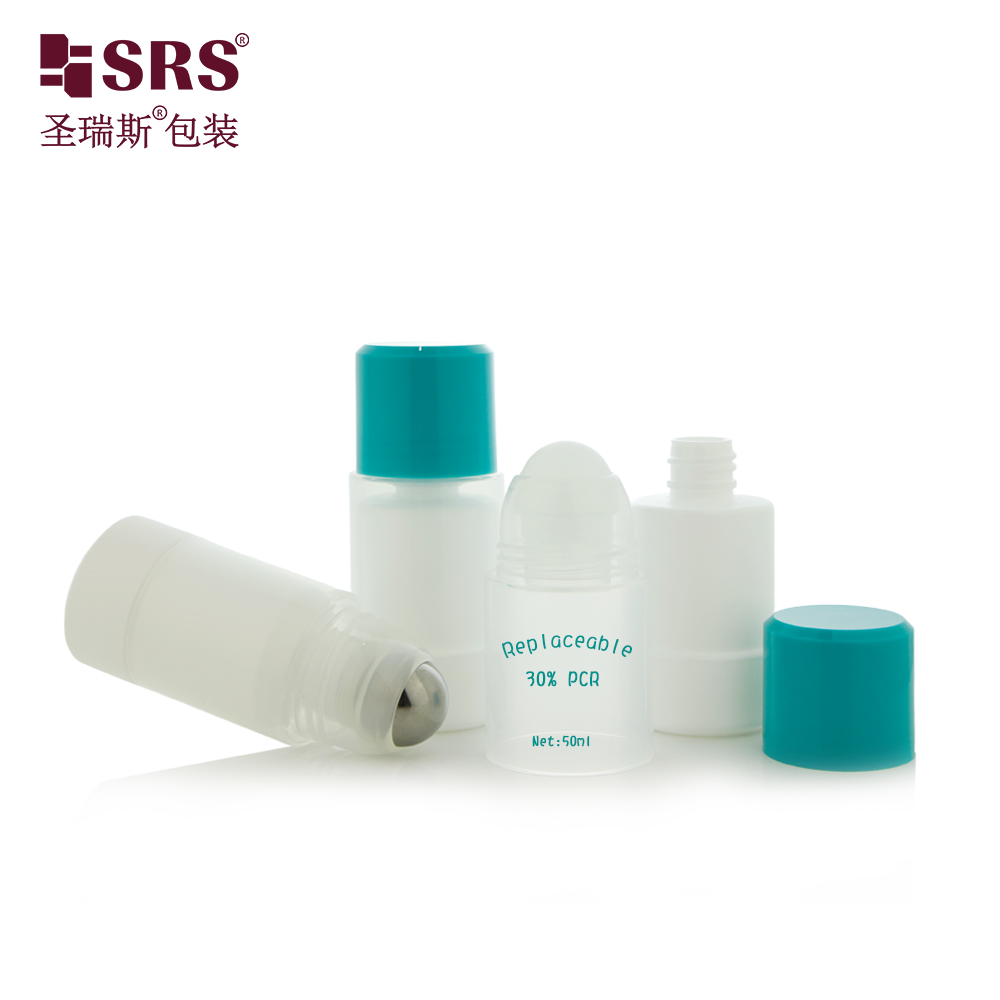 High Quality Plastic Perfume PP Underarm Roller Ball Big Replaceable Deodorant Roll on Bottle