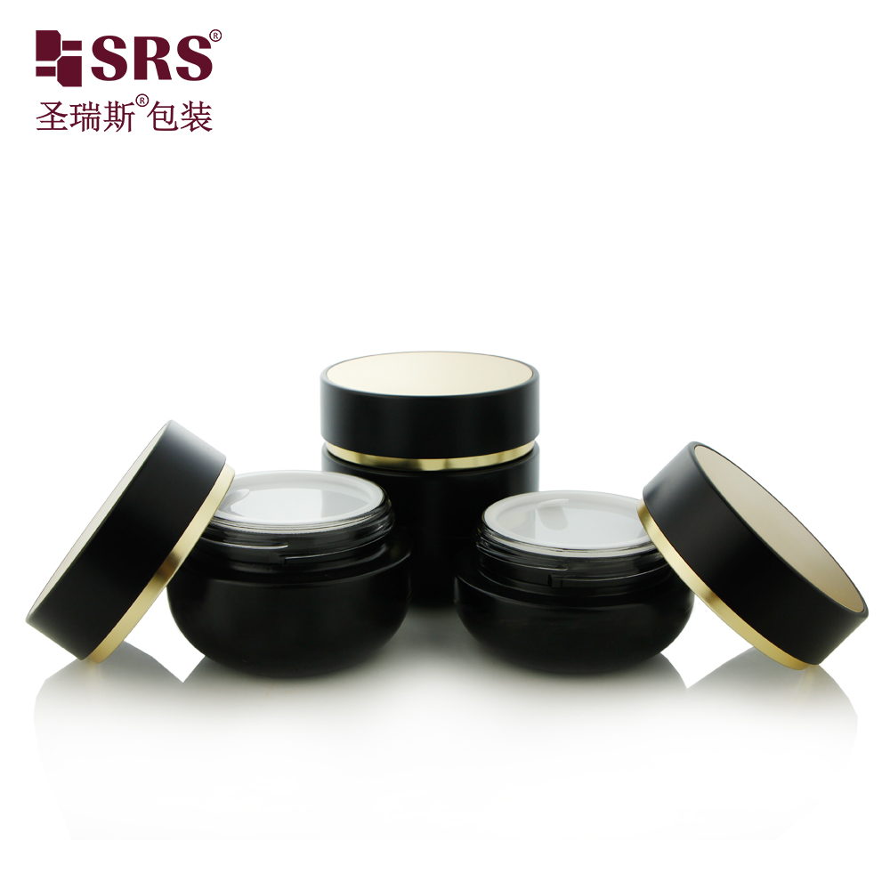 Wholesale 30g 50g 100g Face Cream Cosmetic Packaging Use Skin Care Black Glass Jars 