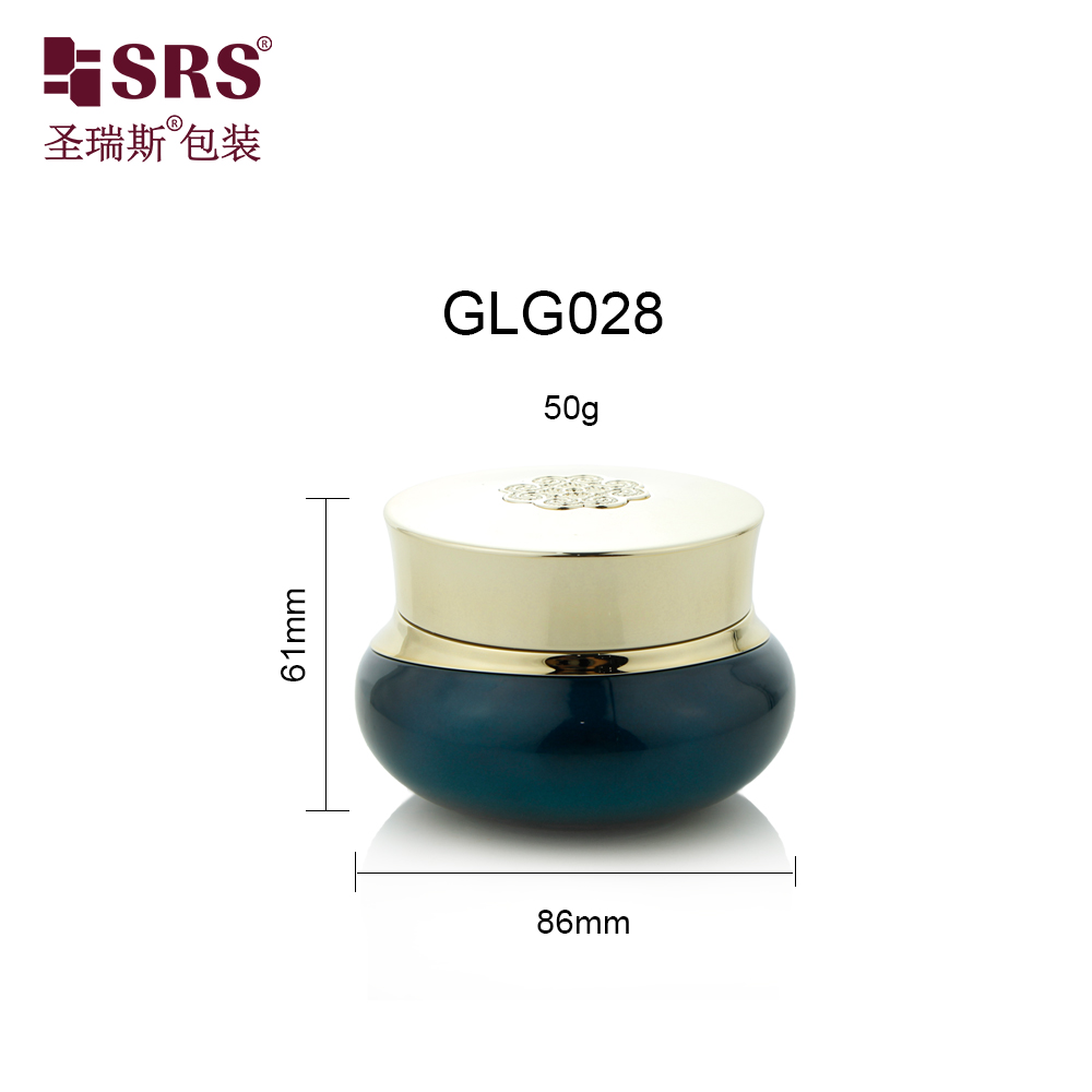 Luxury 50ml Face Cosmetics Glass Body Scrub Jars Skincare Fancy Face Cream Jar Container
