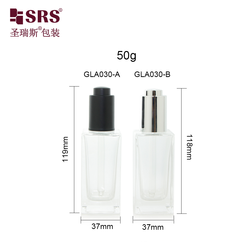 50ml Transparent Glass Serum Hair Oil Bottle Dropper Body Essential Oil Bottles   
