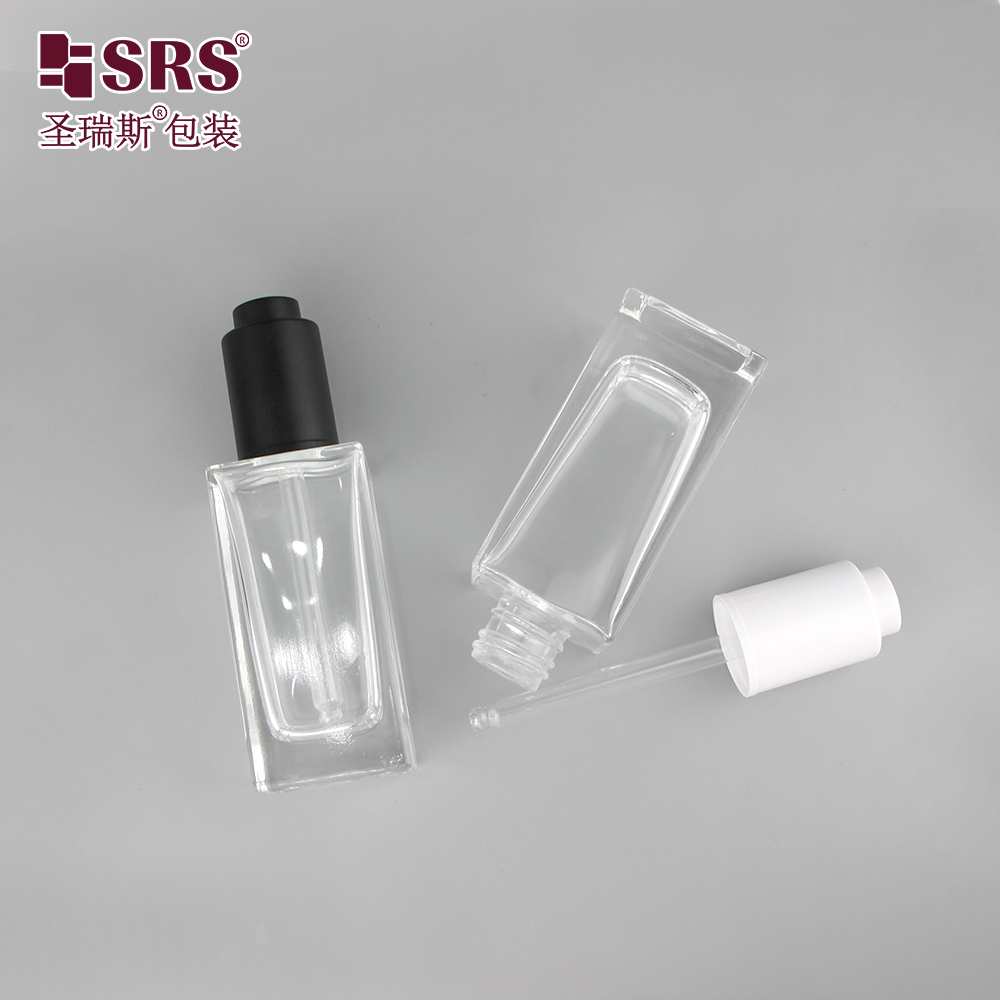 50ml Transparent Glass Serum Hair Oil Bottle Dropper Body Essential Oil Bottles   