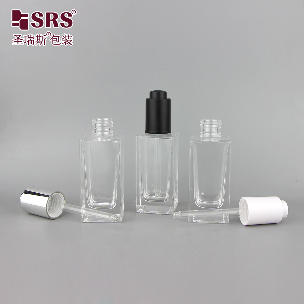50ml Transparent Glass Serum Hair Oil Bottle Dropper Body Essential Oil Bottles   