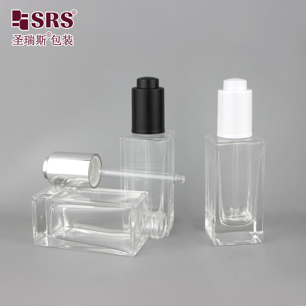 50ml Transparent Glass Serum Hair Oil Bottle Dropper Body Essential Oil Bottles   