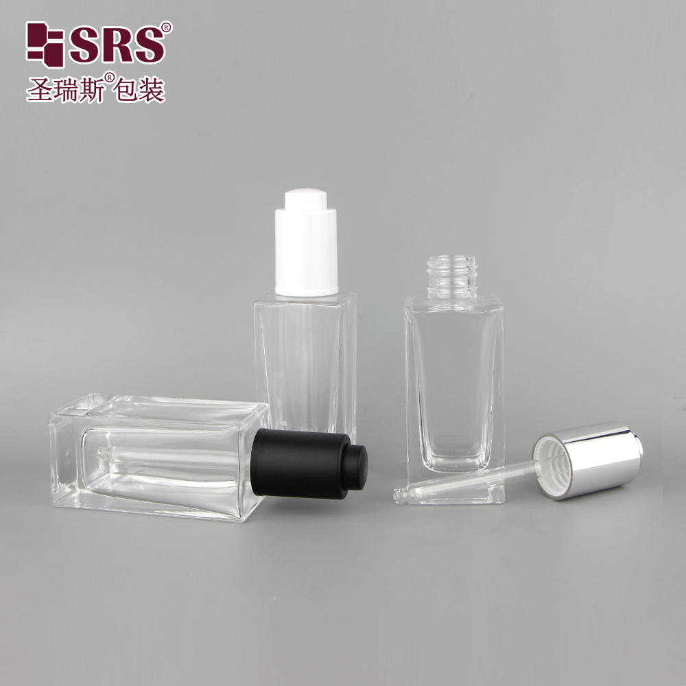 50ml Transparent Glass Serum Hair Oil Bottle Dropper Body Essential Oil Bottles   