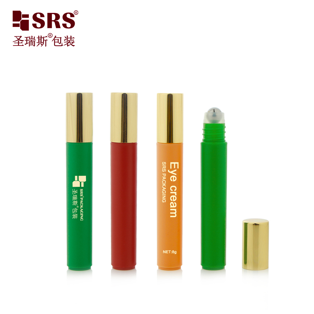 Customized logo 8ml Round Roll on Bottles With Plastic Cap Stainless Steel Ball