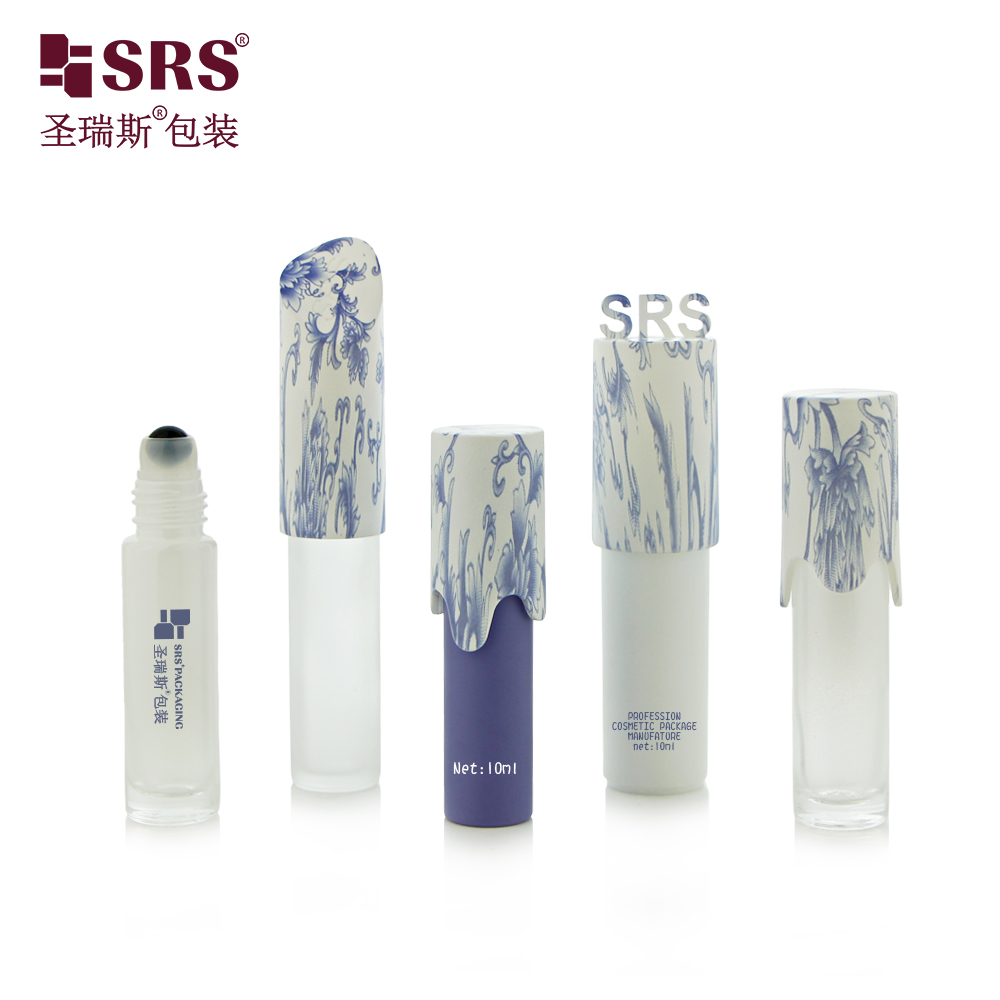 Unique Cap Roll on Bottle Cosmetic Packaging 10ml Amber PET Roller Travel Bottle