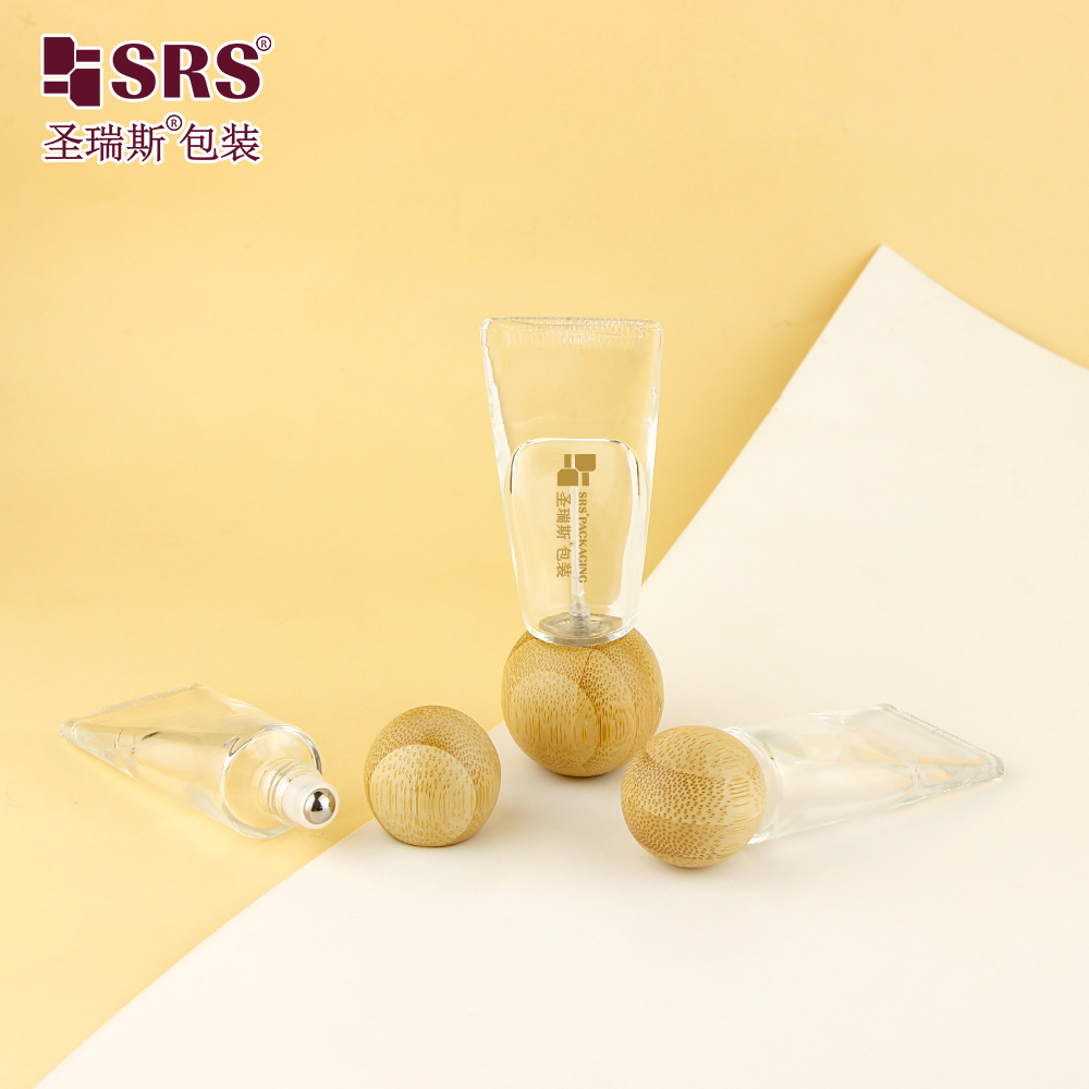 Clear Perfume Spray Bottle Essential Oil 10ml Glass Roll on Bottle with Wood Bamboo Lid