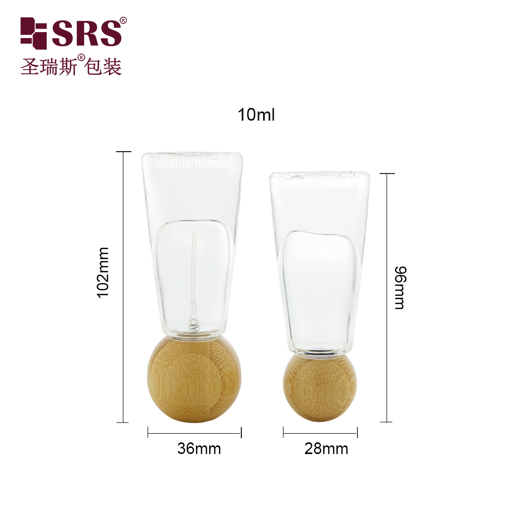 Clear Perfume Spray Bottle Essential Oil 10ml Glass Roll on Bottle with Wood Bamboo Lid