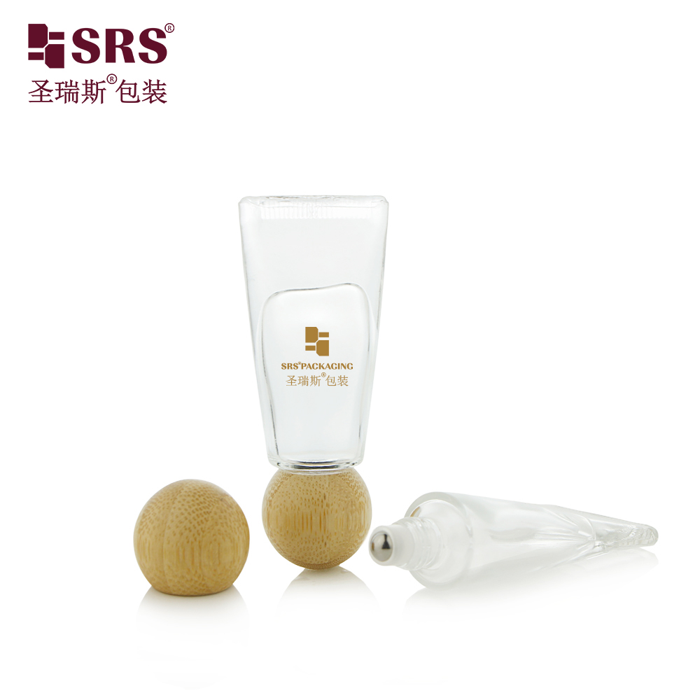 Clear Perfume Spray Bottle Essential Oil 10ml Glass Roll on Bottle with Wood Bamboo Lid