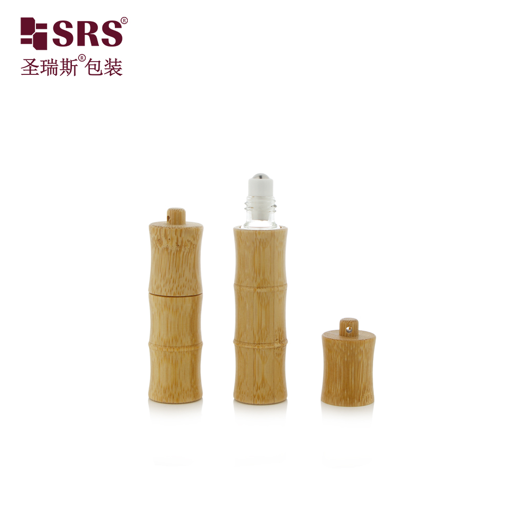 New Product Bamboo-joint Shape Outer Roll 5ml 10ml Essential Oil Roller Bottles with Hook