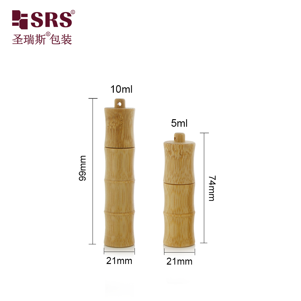 New Product Bamboo-joint Shape Outer Roll 5ml 10ml Essential Oil Roller Bottles with Hook