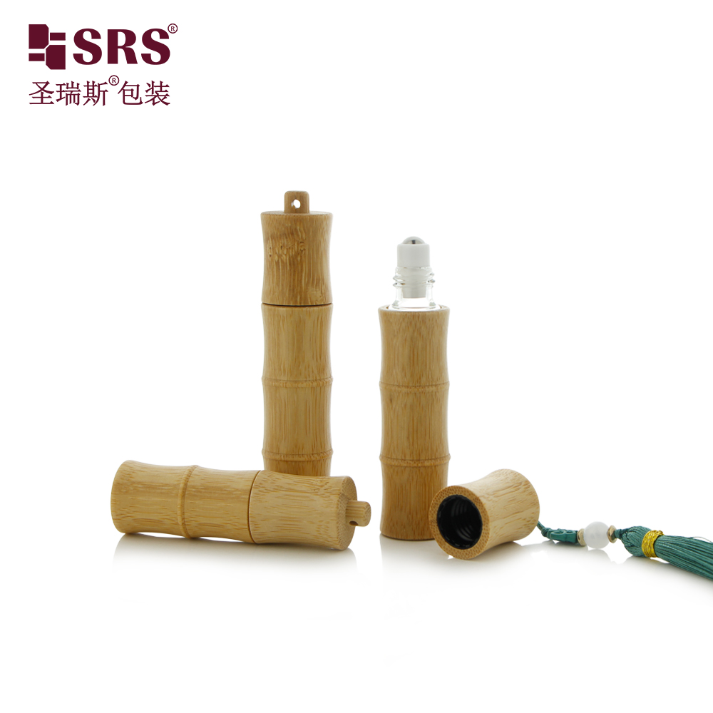 New Product Bamboo-joint Shape Outer Roll 5ml 10ml Essential Oil Roller Bottles with Hook