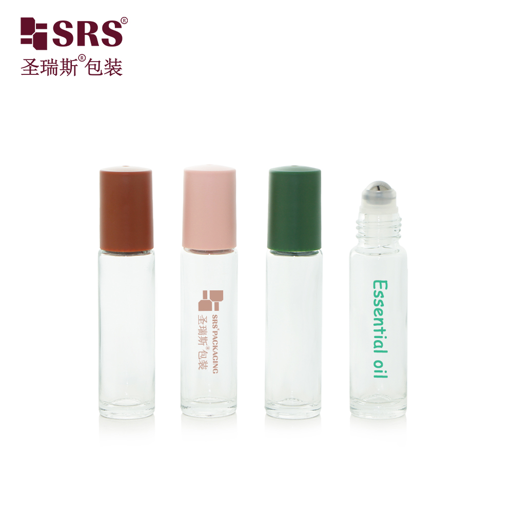 Empty Spraying Gradient Colored Glass Bottle with Steel Roller Ball for Essential Oil