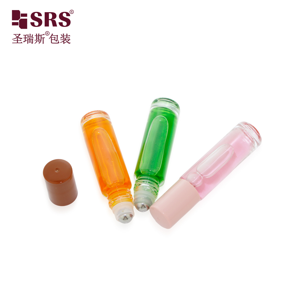 Empty Spraying Gradient Colored Glass Bottle with Steel Roller Ball for Essential Oil