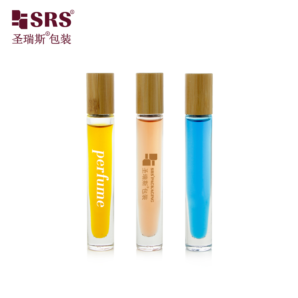 No Leakage 10ml Gradient Green Roll on Perfume Oil Bottle with Bamboo Cap