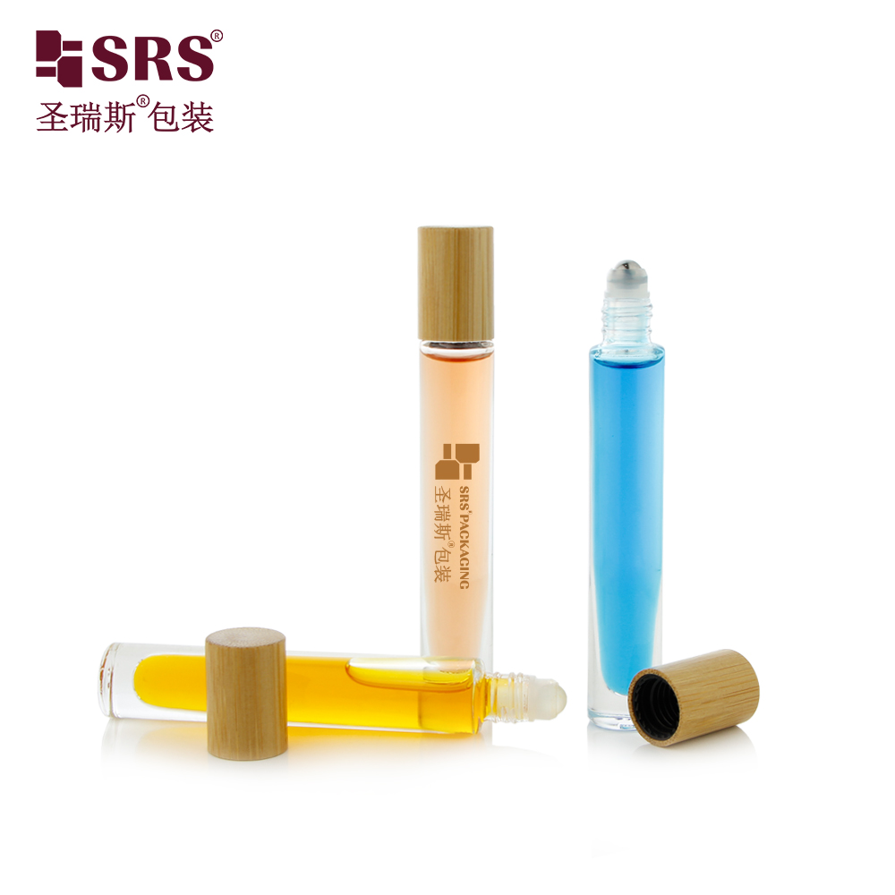 No Leakage 10ml Gradient Green Roll on Perfume Oil Bottle with Bamboo Cap