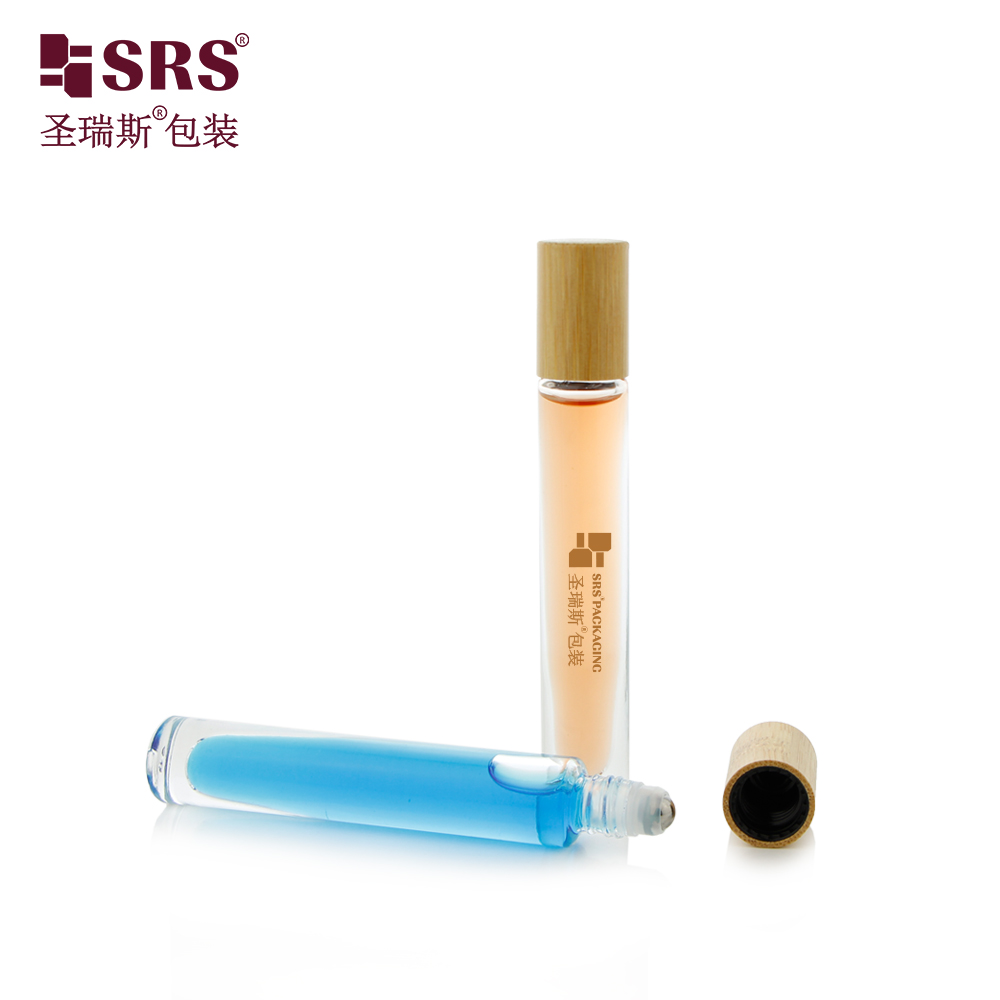 No Leakage 10ml Gradient Green Roll on Perfume Oil Bottle with Bamboo Cap