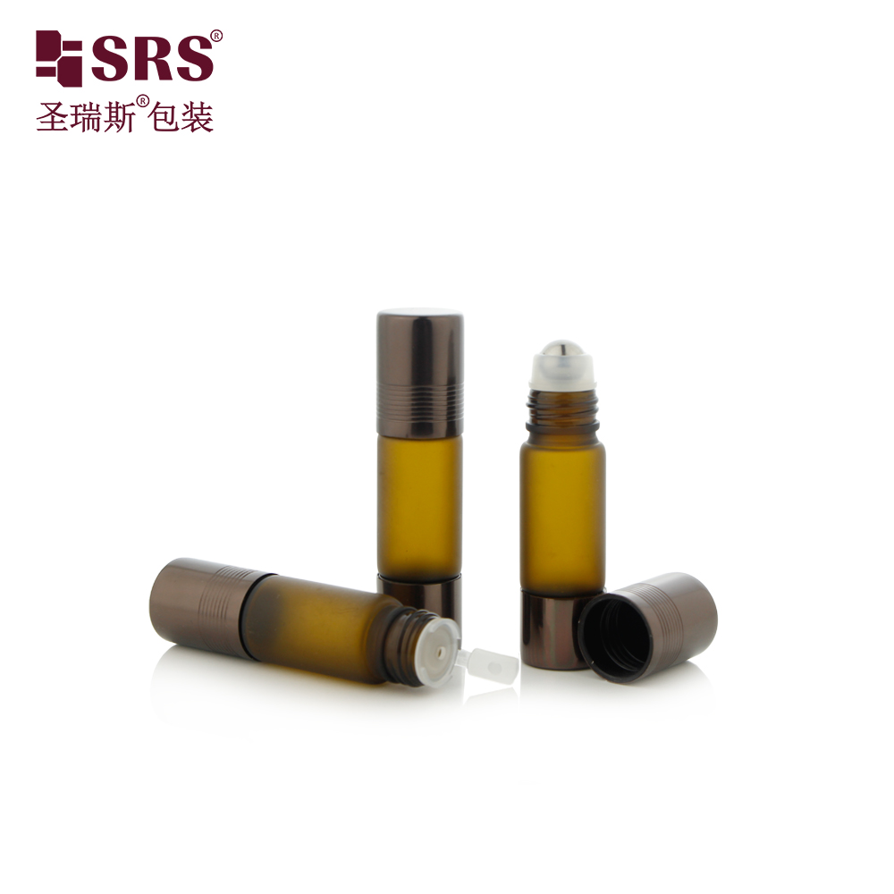 Leakproof UV Protection Dual-Ended Amber Glass Bottles Roller Ball with Aluminum Cap