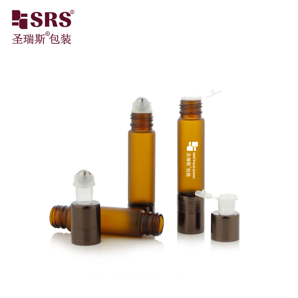 Leakproof UV Protection Dual-Ended Amber Glass Bottles Roller Ball with Aluminum Cap