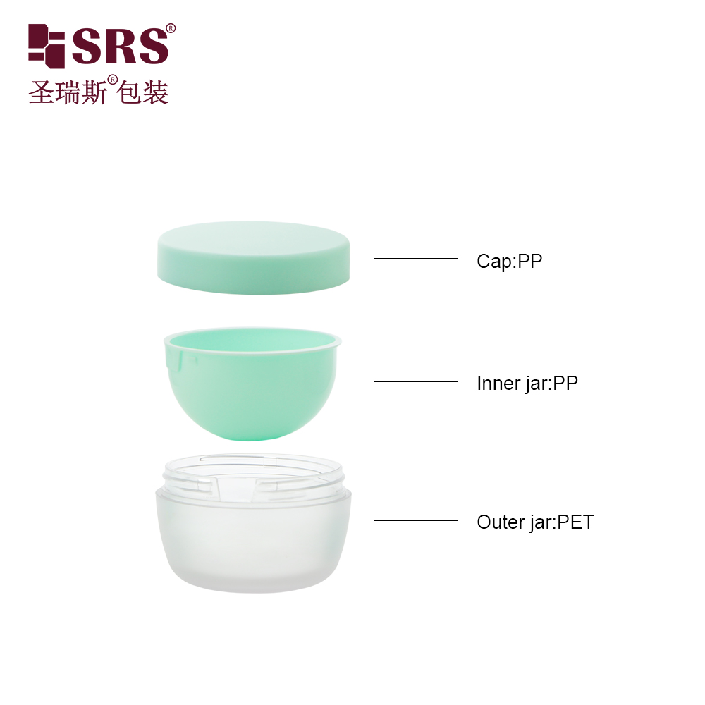 50g Bowl Shaped PP Inner PET Outer Layer Replaceable Cosmetics Jar