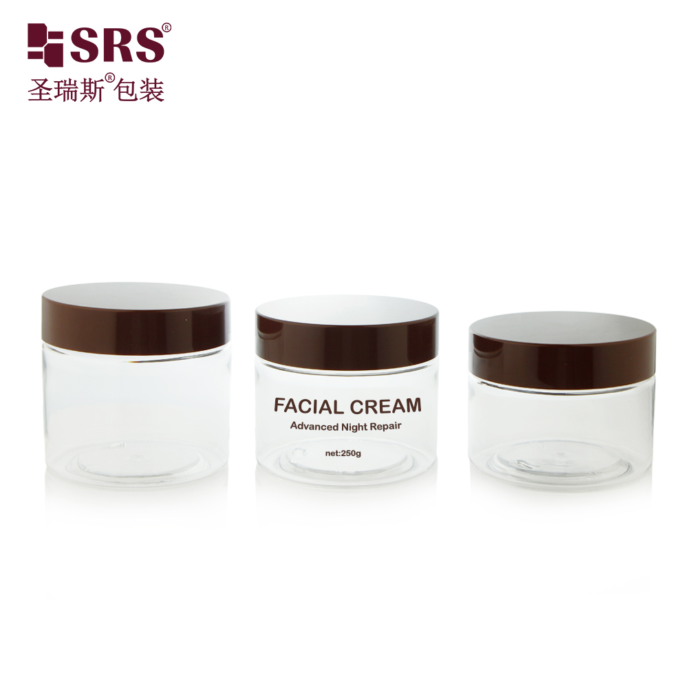 Custom Color Translucent 200g 250g 300g Screw Cap Big Mouth Skincare PET Jar