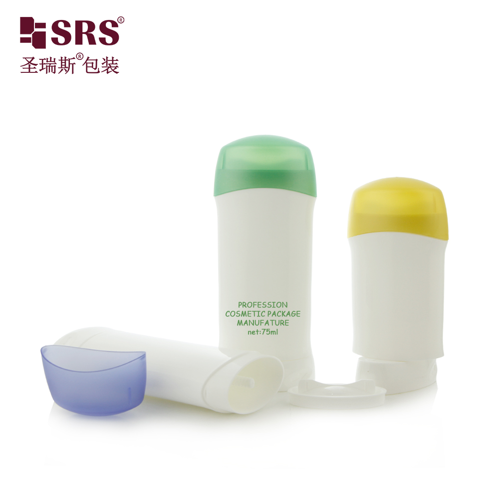 Empty PP PCR 45ml 75ml Deodorant Stick Container Oval Shape Twist up Deodorant Tubes