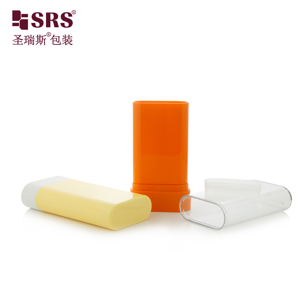 Glossy PP Plastic 20g Twist up Oval Flat Shape Empty Stick Container 